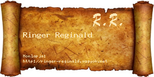 Ringer Reginald névjegykártya